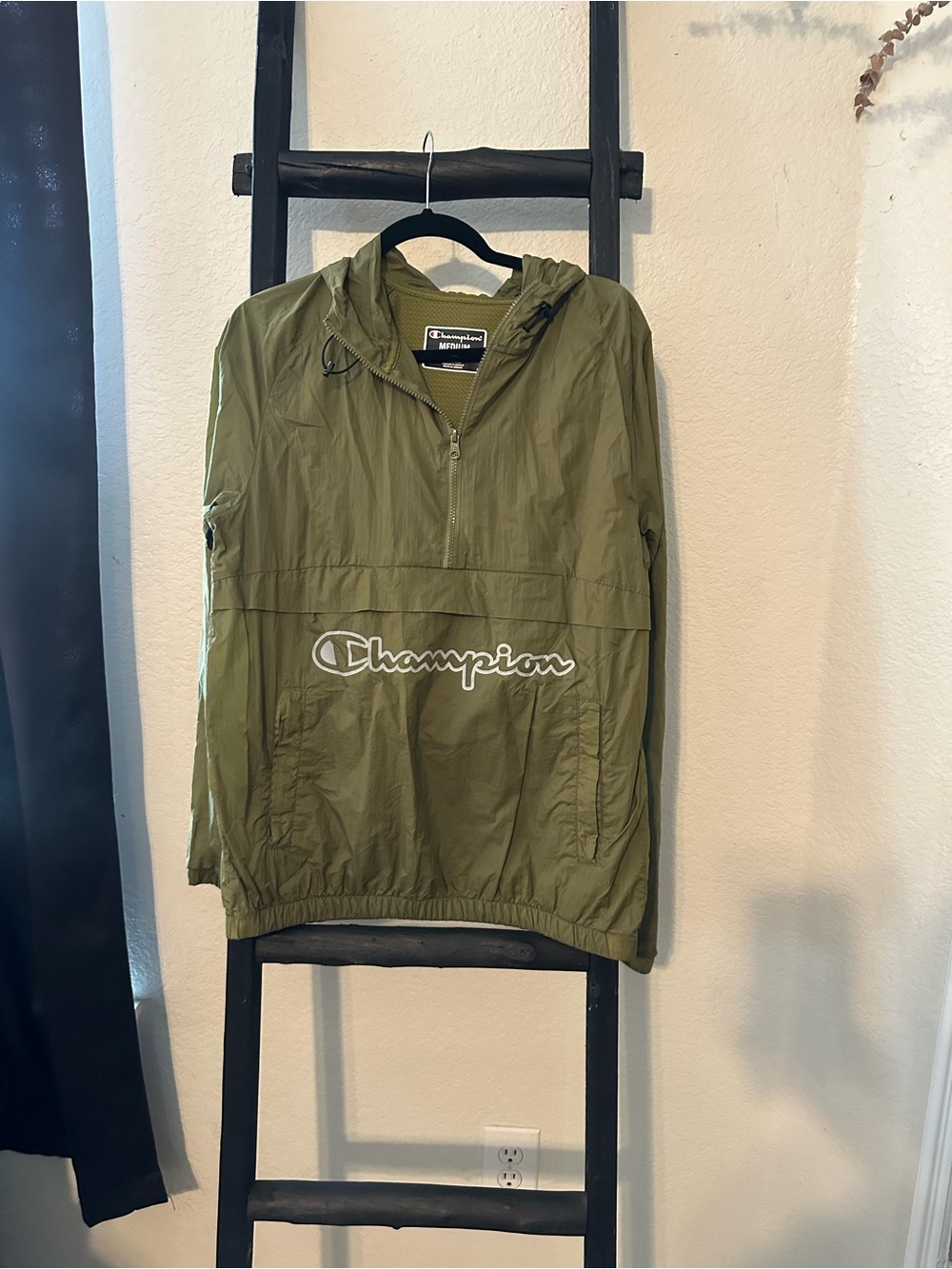 Champion Olive Green Kids' Hooded Windbreaker